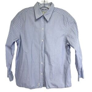 MARINA RINALDI Voyage Womans Sz 19 Blue w/Yellow stripe Button Shirt (J10) Italy